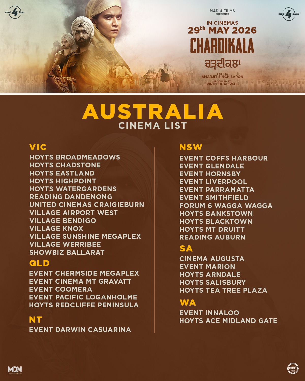 Chardikala — Australia Cinema List, In Cinemas 29th May 2026